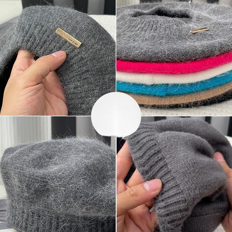 Korean Rabbit Fur Beret Women's Autumn and Winter Retro Japanese Painter's Hat Korean Version Versatile Face Showing Small Warm Beret Hat