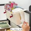 Extendable hook-and-loop tissue box, dustbin, and accessory case, white, for bedside use, W27-36cm x D12cm x H13cm
