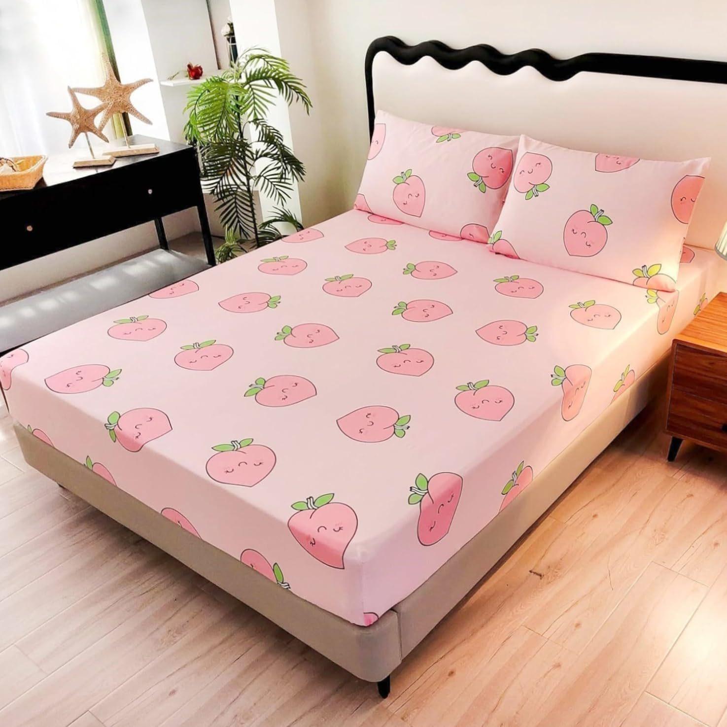 

Pink Peach Pattern Mattress Three-Piece Digital Printing Mattress Bedding Set Adult Children For more sizes, please consult customer service.