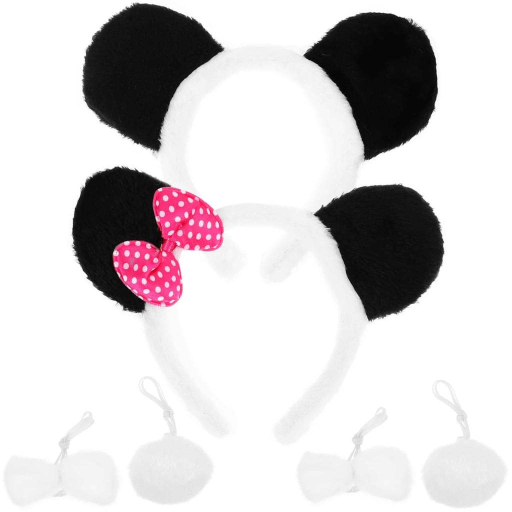 LIFKOME Set mit 2 Panda-Ohren Panda-Kostümzubehör Panda-Hut Panda-Kostümzubehör für Damen Panda-Ohren Stirnband Panda-Zubehör für Damen