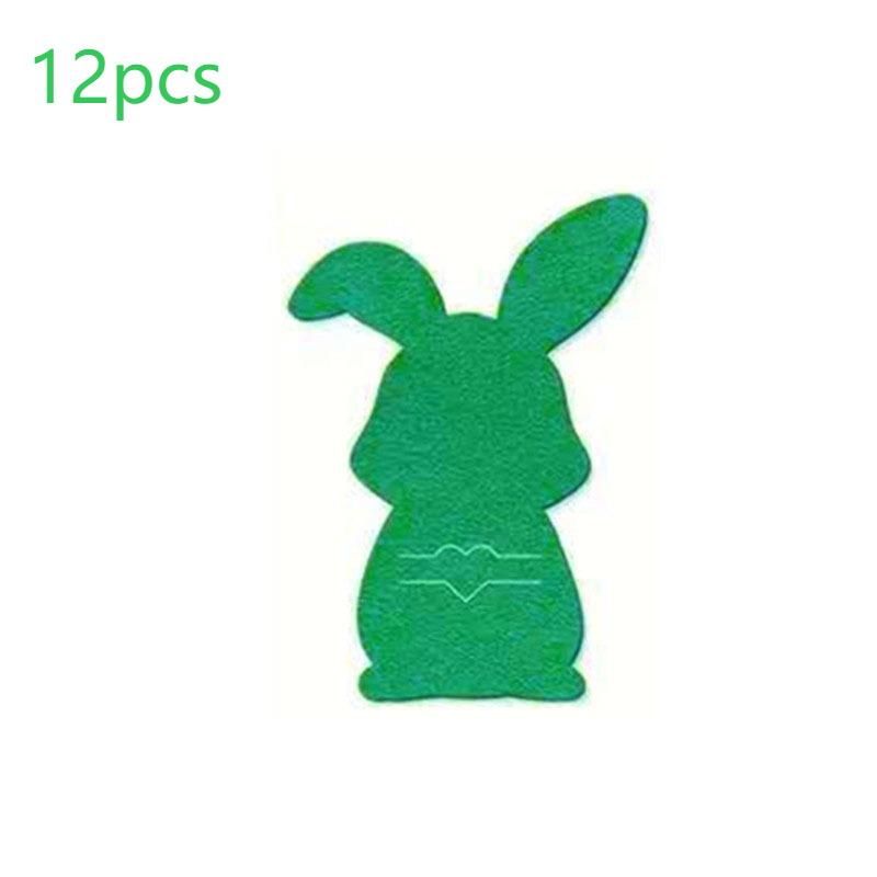 

12 шт. Пасхальный кролик фетровый держатель для столовых приборов мешок Счастливой Пасхи украшения для кролика столовые приборы нож вилка чехол мешок аксессуары для вечеринки зелёный
