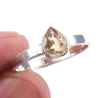 Natural Citrine Gemstone Handmade 925 Solid Sterling Silver Ring Size 8 G0W05