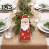 Santa Claus Elk Snowman Figurines Wooden Christmas Tabletop Decor, Reindeer Figurine, Rustic Hand Painted Wood Decorations Holiday Shelf Sitter