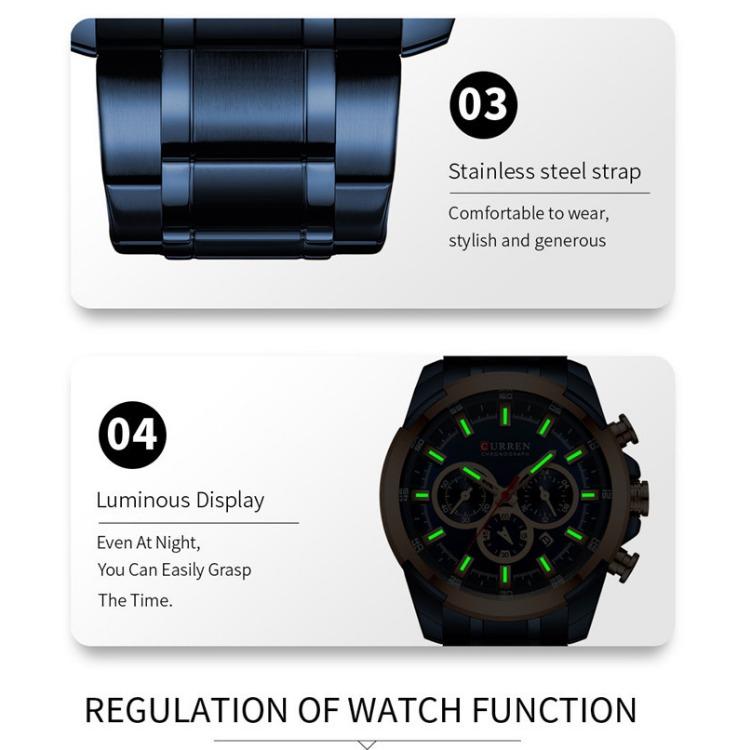 CURREN Men's Six-pin Calendar Men's Watch Business Waterproof Quartz Watch