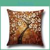 Luxuriöser 3D-bemalter Baum Blumen Kissenbezug aus hochwertigem Baumwollleinenstoff