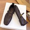 Fashion Comfortable Soft Leather Shallow Mary Jane Shoes Women Fashion Round Toe Metal Buckle Designer Shoes Retro Flat Casual Shoes