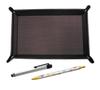 Shibochoco Color Cowhide Pen Tray with Metal Touch Silver Stick and Flower Pattern Ballpoint Pen Set TRATYO-ALST-HS380B