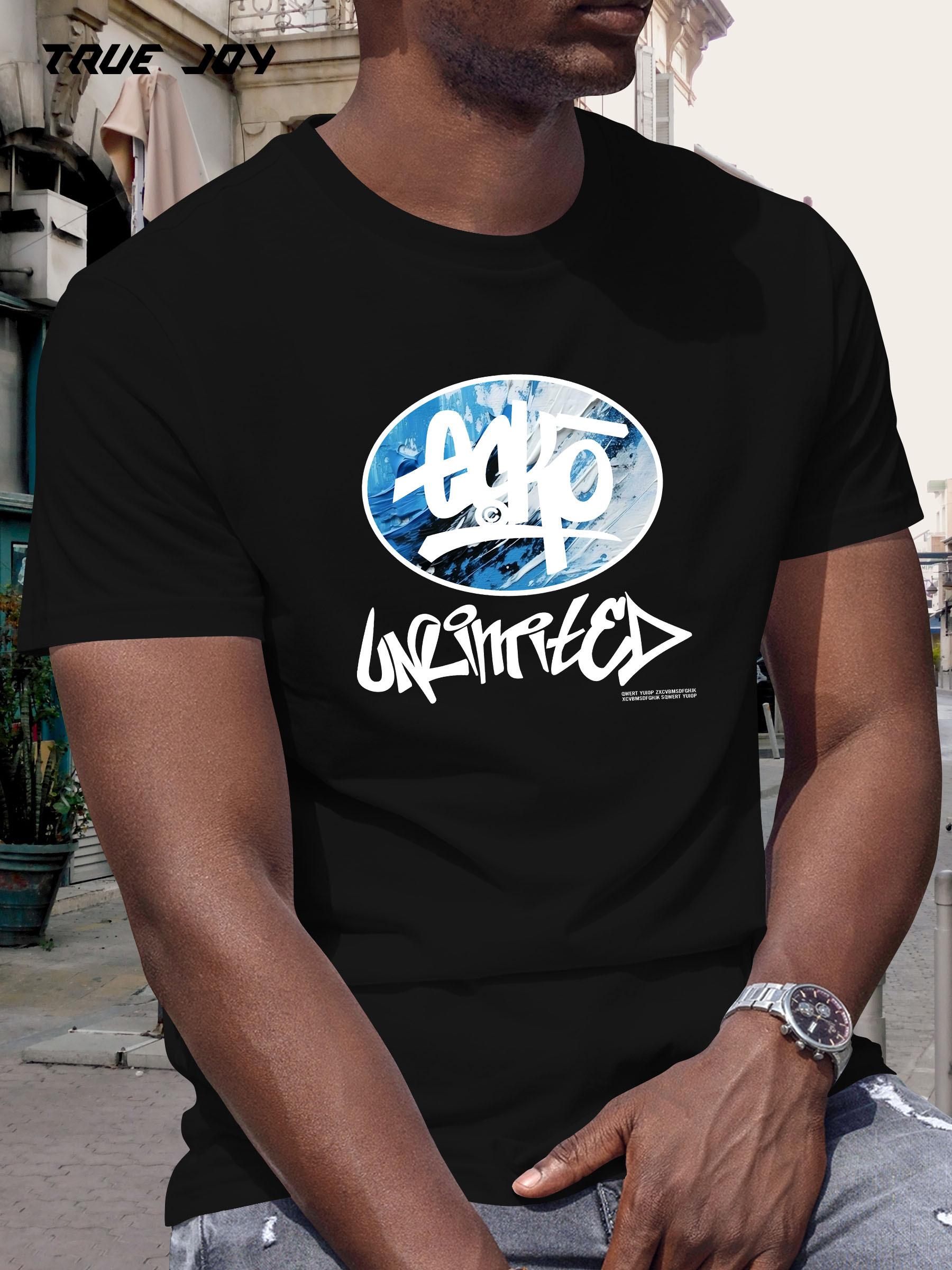 Casual Summer T-shirt with DARK Graphic Print - Round Neck S