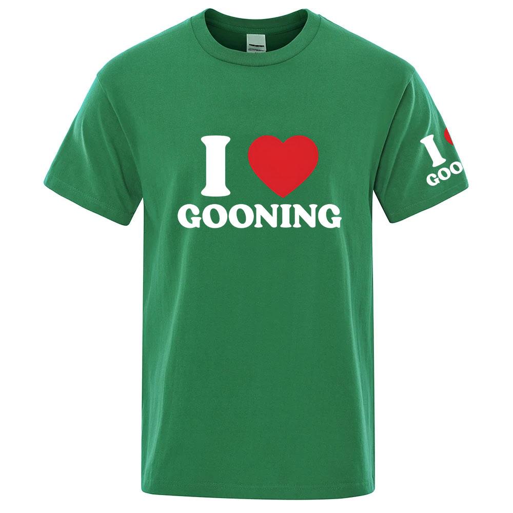 Summer 2025 I Love Gooning Logo Print Unisexs New Pure Cotton Casual Breathable High Street Lightweight Ice Silk Tshirt