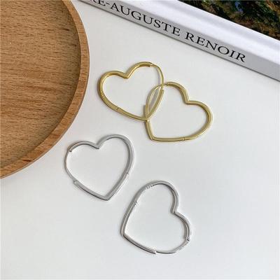 925 Sterling Silver Korean Heart Design Large Earrings, INS Style Simple Commute Ear Cuffs