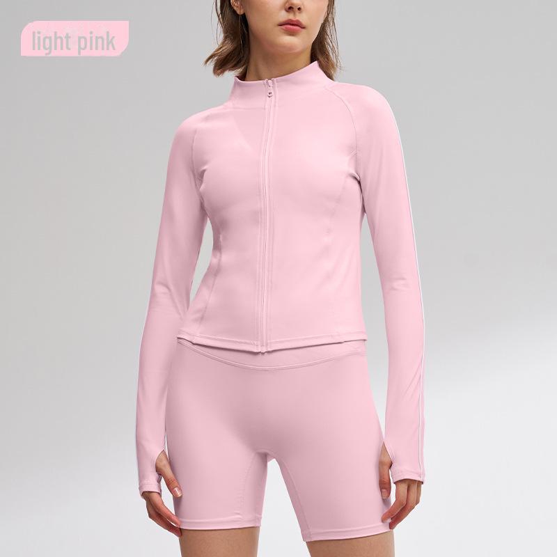 Damen Slim Fit Langarm Yoga Jacke mit Reißverschluss – Atmungsaktives Sonnenschutz Fitness Oberteil