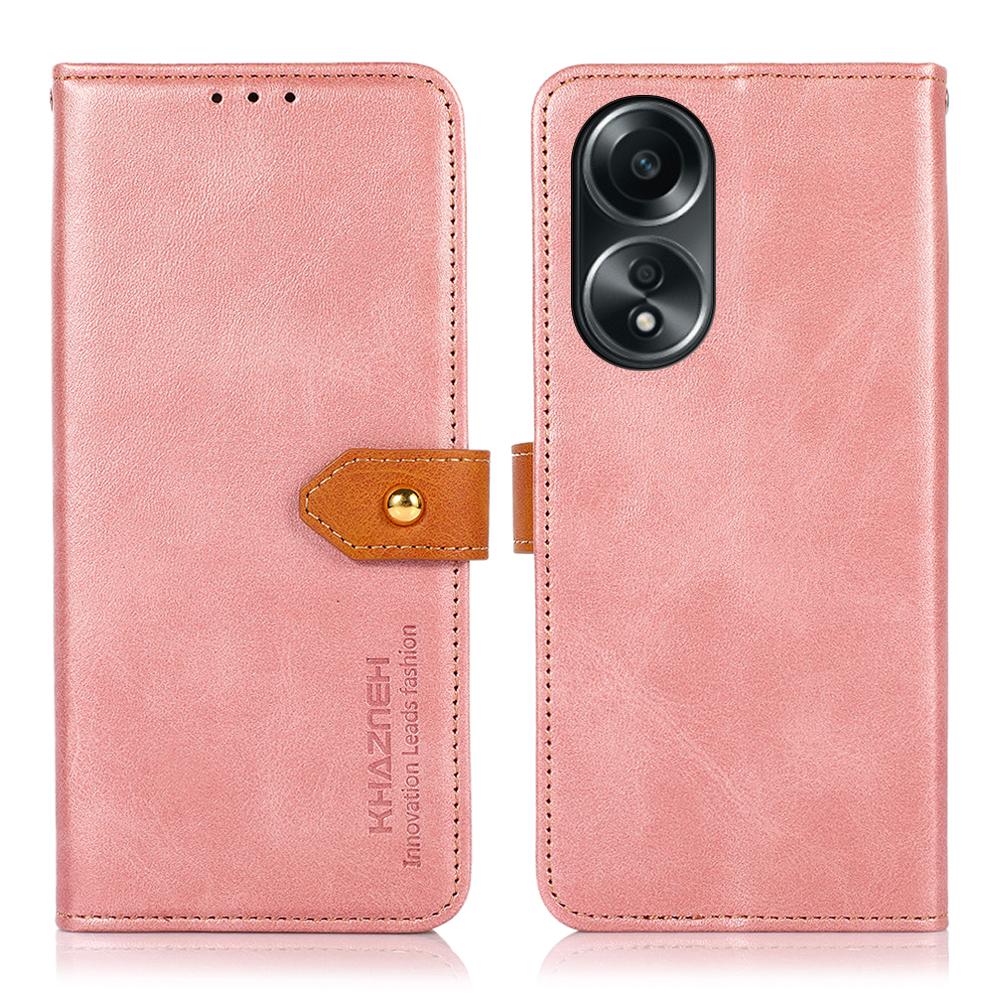 KHAZNEH For Oppo A58 5G Leather Wallet Phone Cover Foldable Stand Cowhide Texture Case