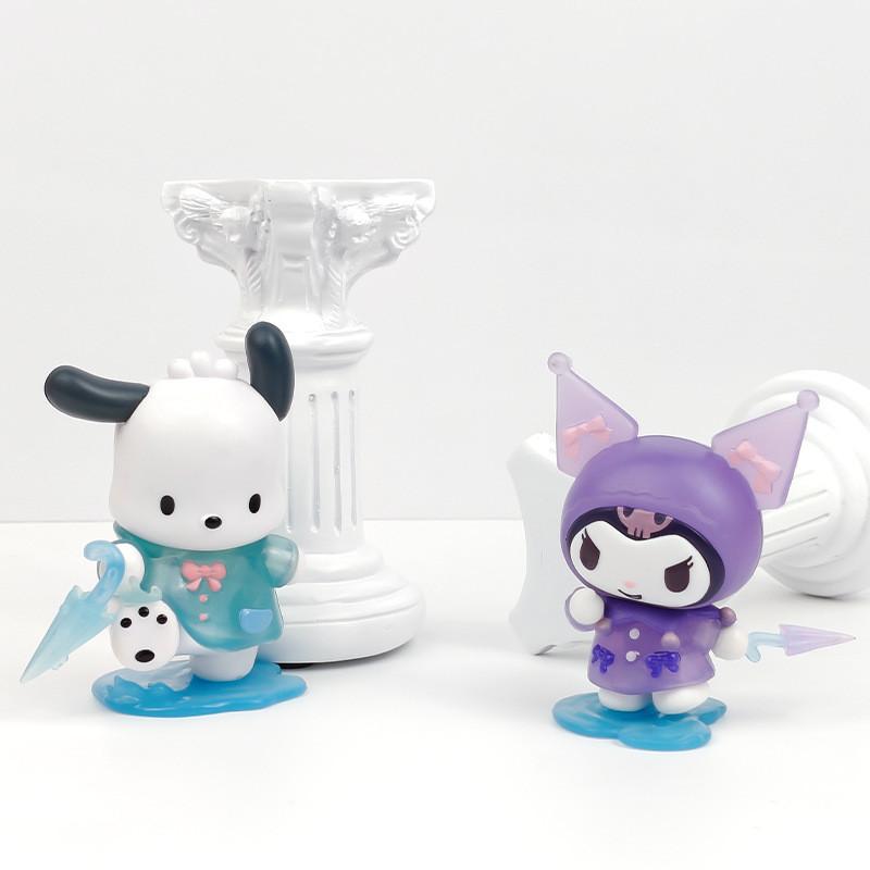 Sanrio Kuromi And My Melody Rainy Day Pvc Desk Figurines Set For Collection And Gift