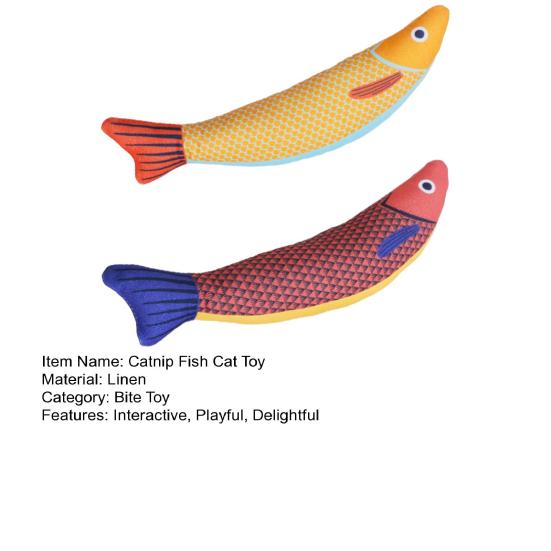 2 Pcs Catnip Fish Cat Toy for Indoor Cats Interactive Kitten Chew Kicker Toy with Crinkle Sound Simulation Fish Shape Stuffed Cat Toy for Bored Relief