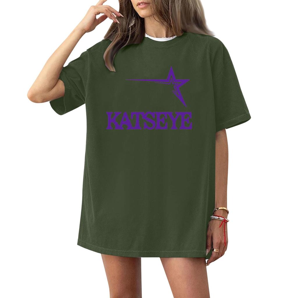 Women's Short Sleeve T-Shirt Casual Letter Print Neck Tee for Daily Wear