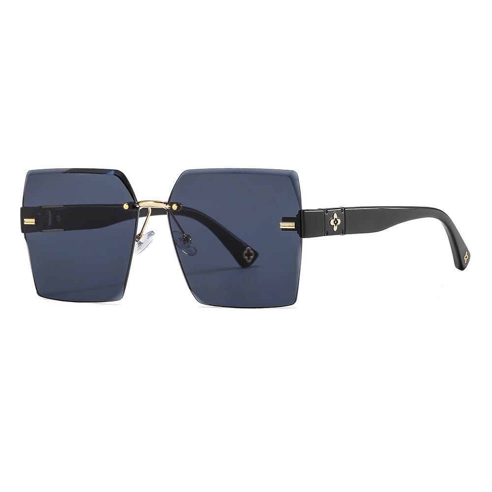 Summer Geometric Style Frameless Sunglasses With Pc Frame For Fashionable Outings серый