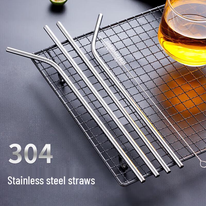 Baijie 304 Stainless Steel Reusable Drinking Straw Set