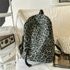 Oxford Leopard Print Backpack Fashionable Women's Casual School Bag Trendy Rucksack