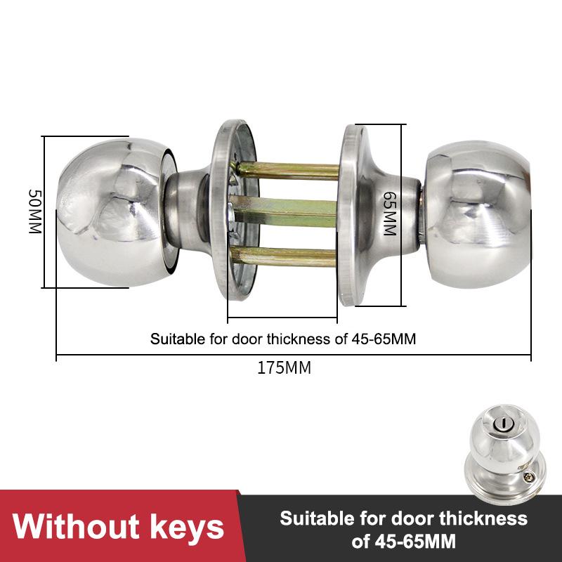 Stainless Steel Round Keyless Bathroom Door Handle With Lock And Keys Knobs Room Accessories Metal Rotation For Bedrooms Knobset