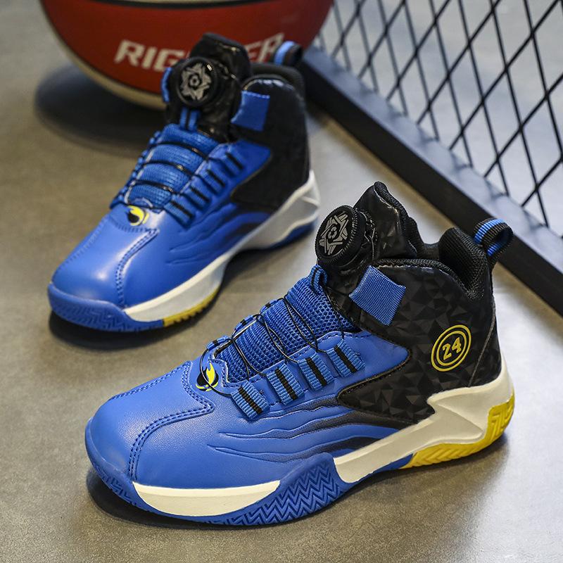 Winter Boys' Sports Shoes Fleece Warm Medium and Older Children's Shoes Size 40 Boys' Basketball Shoes Wear-resistant and Non-slip Large Cotton Shoes