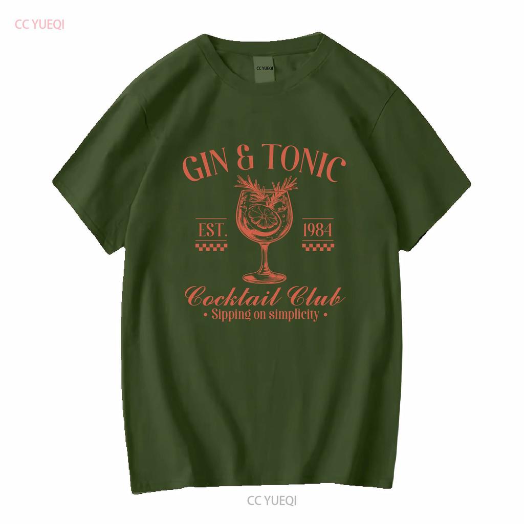 Gin Tonic Social Club Cocktail T Shirt Travel Drinking Girls Trip Lover Bartender Long or Short Sleeves Vintage Washed