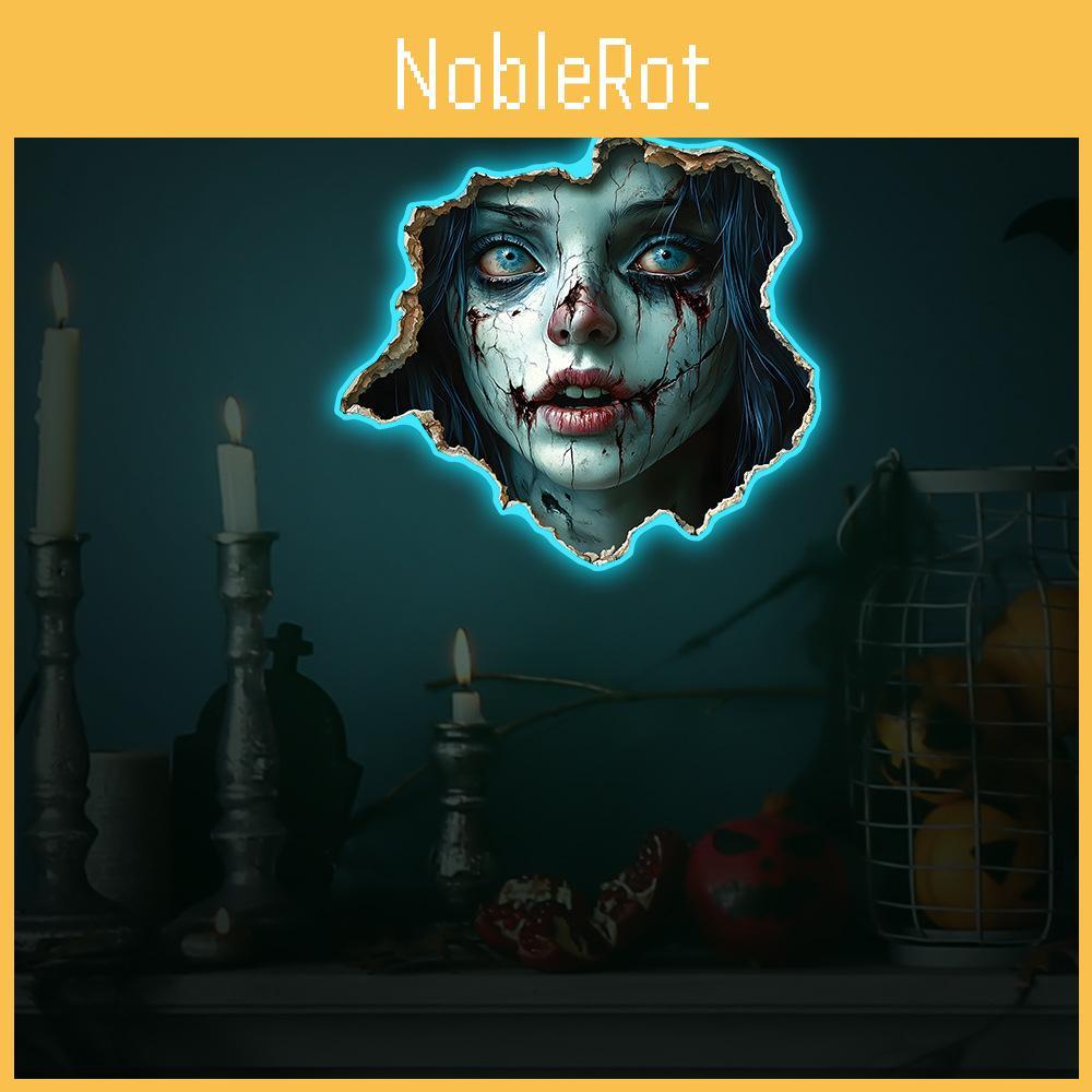 Noctilucent Horror Halloween Girl Face Pattern Home Walls Decoration Stickers