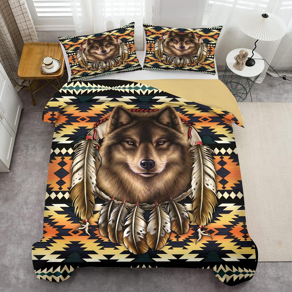 Wolf Head Pattern 3D Print Duvet Cover set Exotic wildlife style Bedding set Soft Comfortable luxury Quilt Cover set Pillowcases