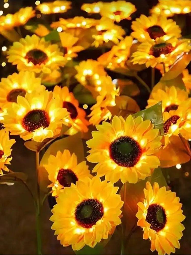 

1 шт. Солнечный Подсолнух Светильник 3 Головки Садовый Колышек Уличные Декоративные Водонепроницаемые Светодиодные Ландшафтные Светильники для Патио, Сада, Двора 3Heads теплый белый