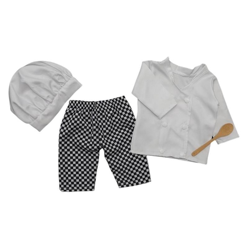 3pcs Photography Props Costume for Baby Boys Girl Newborn Chefs Outfit Photo Wear Infant Cosplay Party Props Photo Outfit