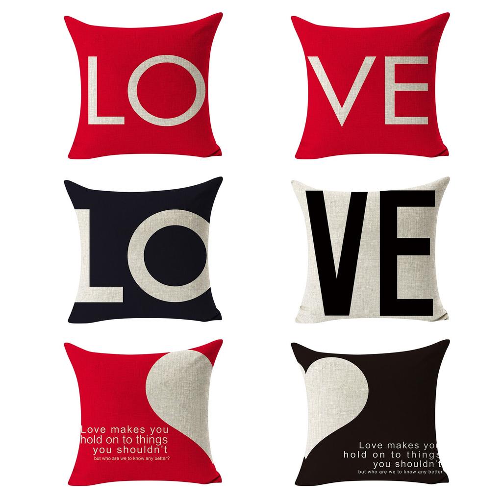 18x18 Pillowcases Valentine's Day LOVE Throw Pillow Linen Cushion Covers For Sofa Couch Home Decoration