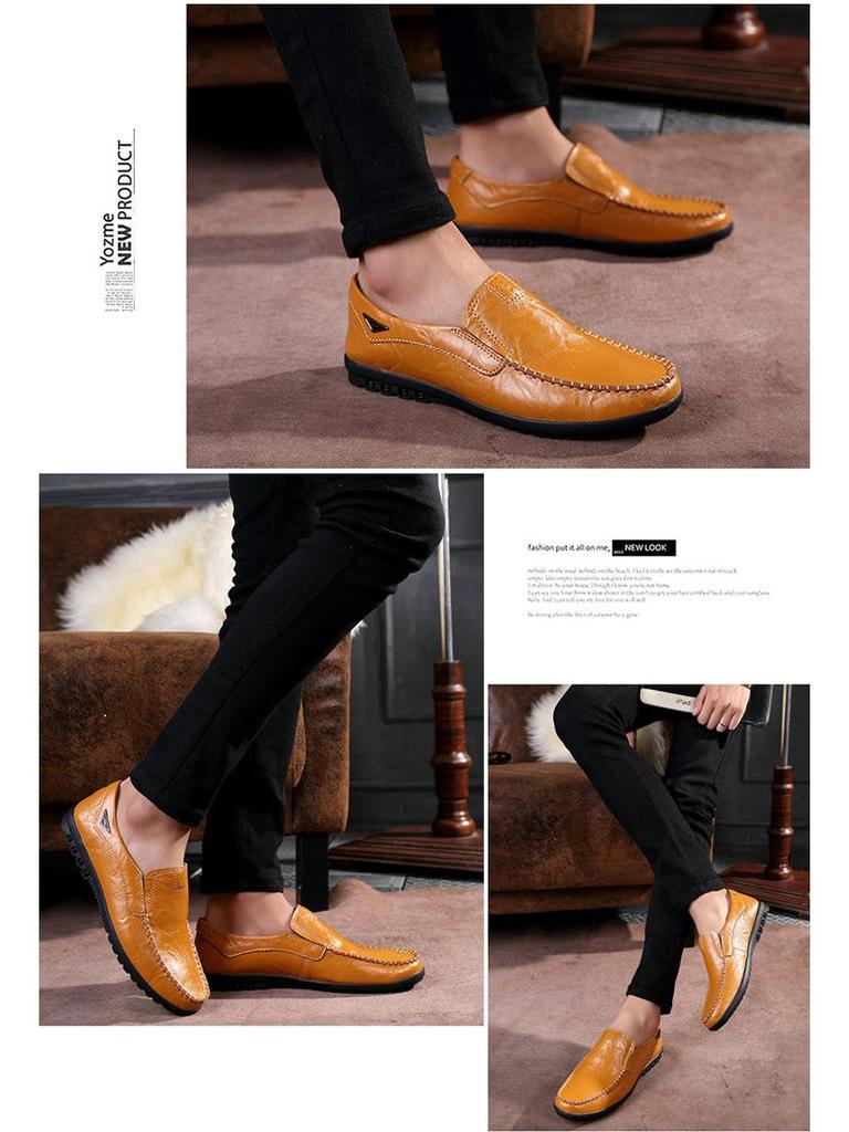 Men's Spring 2024 Leather Slip-On Loafers: Business Casual, Soft Sole, Toad Style
