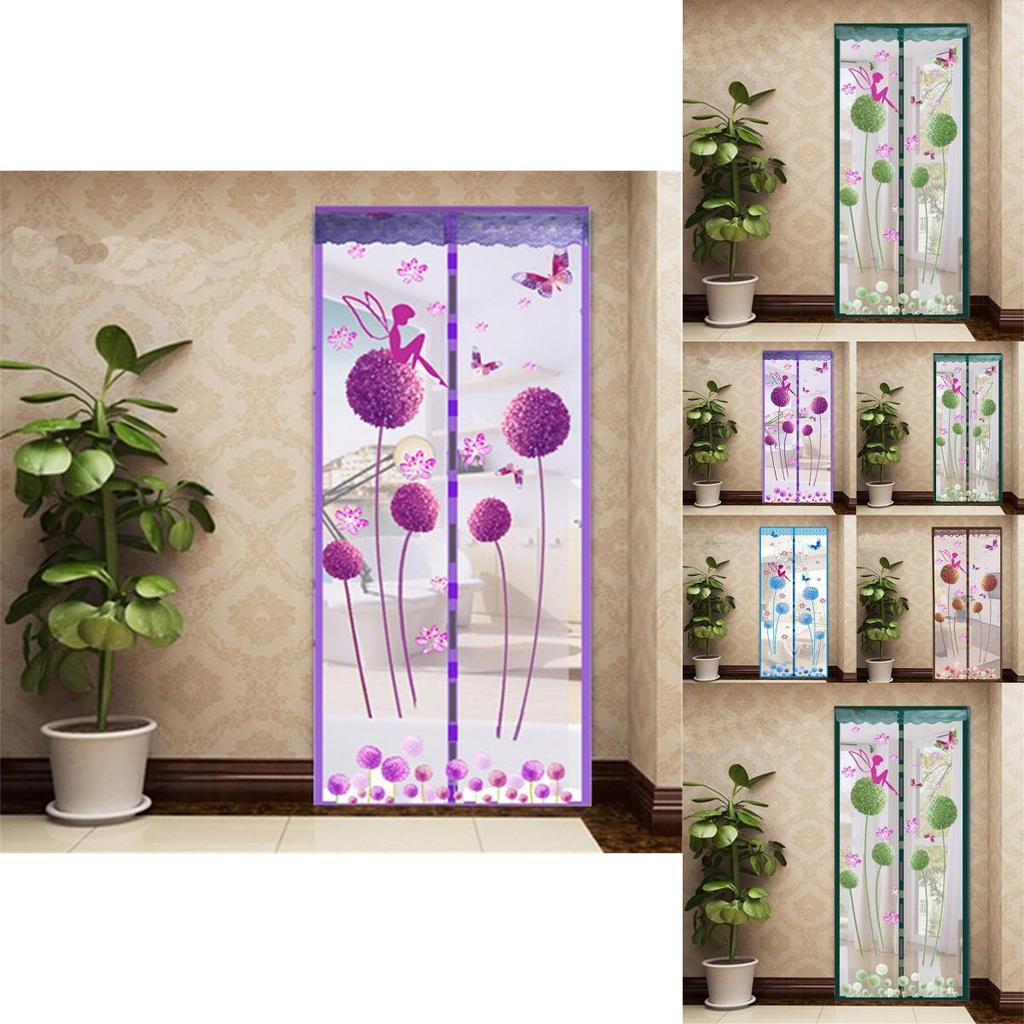 Chic Anti-mosquito Door Screen Featuring Dandelion Design And Magnetic Closure