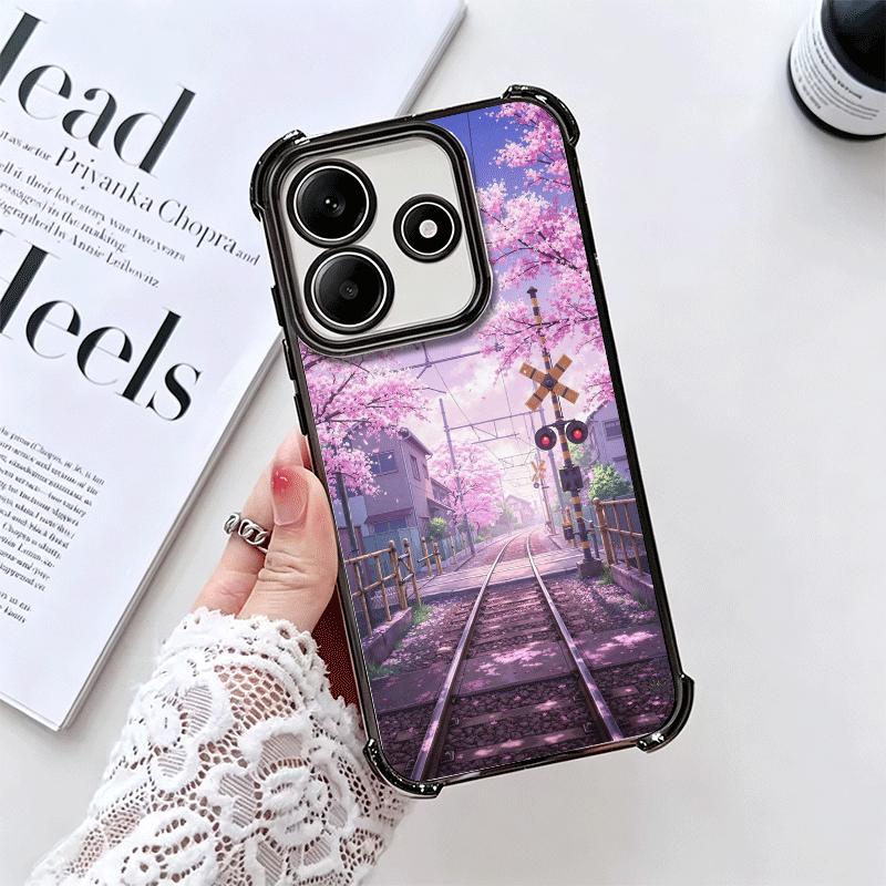 Anime Aesthetic Scenery Plating Phone Case For Xiaomi Redmi Note 14 15 Pro Plus 13 12 11 11S 11T 10 9S 9 5G Anti-Fall Airabag Co