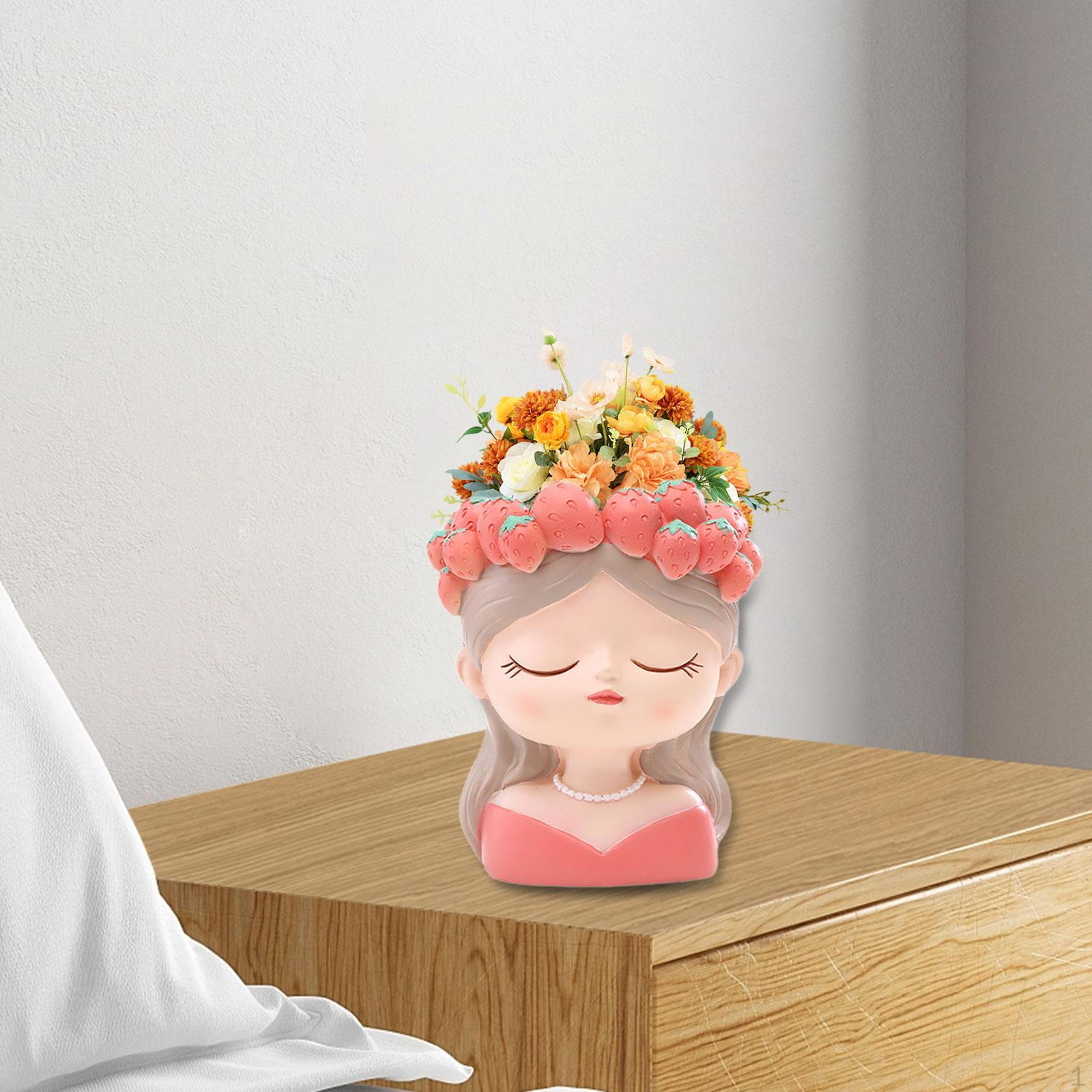 

Милый горшок для цветов в виде девочки с фруктом на голове, дренажное отверстие, универсальный для украшения дома и офиса, Style B