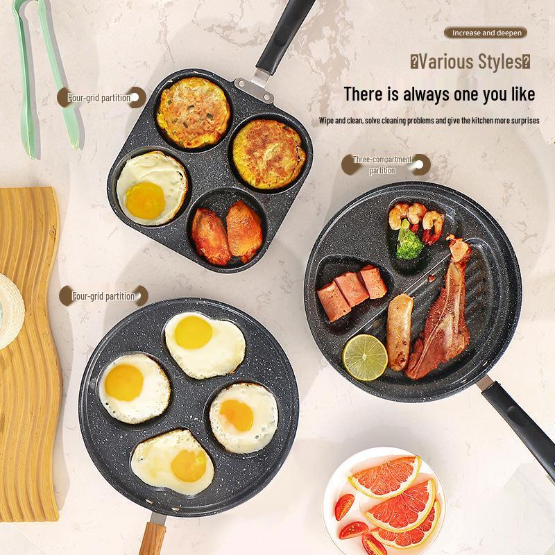 Egg Burger Pan: 4-Hole Breakfast & Steak Die-Cast Fry Pan