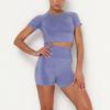 Fashion Women's Seamless Sports Short Sleeve Shorts Yoga Wear Fitness Set