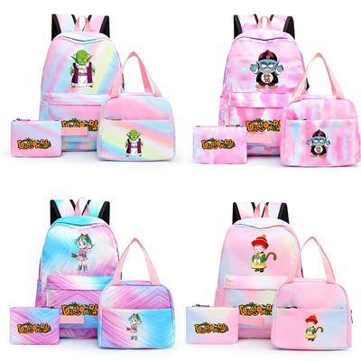 3Pcs/set Dragon Ball Colorful Backpack with Lunch Bag for Women Student Teenagers Rucksack Casual School Bags Sets