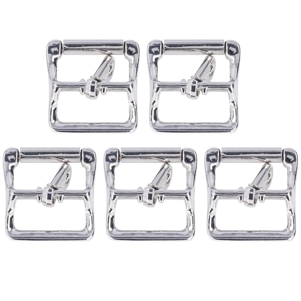 5pcs Easy Installation Metal Replacement Buckle Square Center Bar Single Prong Buckle Leather Craft