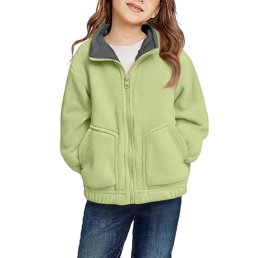 Children's Fashionable Casual High-neck Fleece Thick Long-sleeved Top Jacket