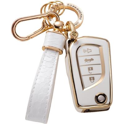 Toyota Key Fob Cover with Toyota Keychain, Car Key Fob Case Compatible with Toyota Fortuner Tundra Camry RAV4 Highlander