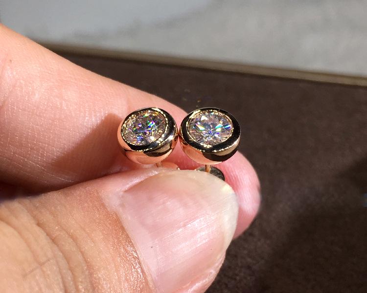 Kolczyki Wish: Srebro S925, Różowe złoto 14K, Okrągły szlif Cyrkonia, Biały cyrkon