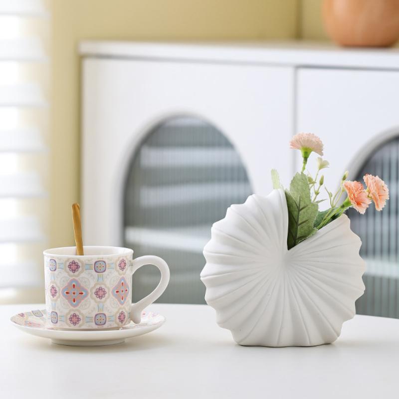Vaso in Ceramica a Forma di Conchiglia Stile Europeo Semplice Creativo Nuovo Modello per Fiori Secchi Fiori Freschi Coltivazione Idroponica Scandinavo