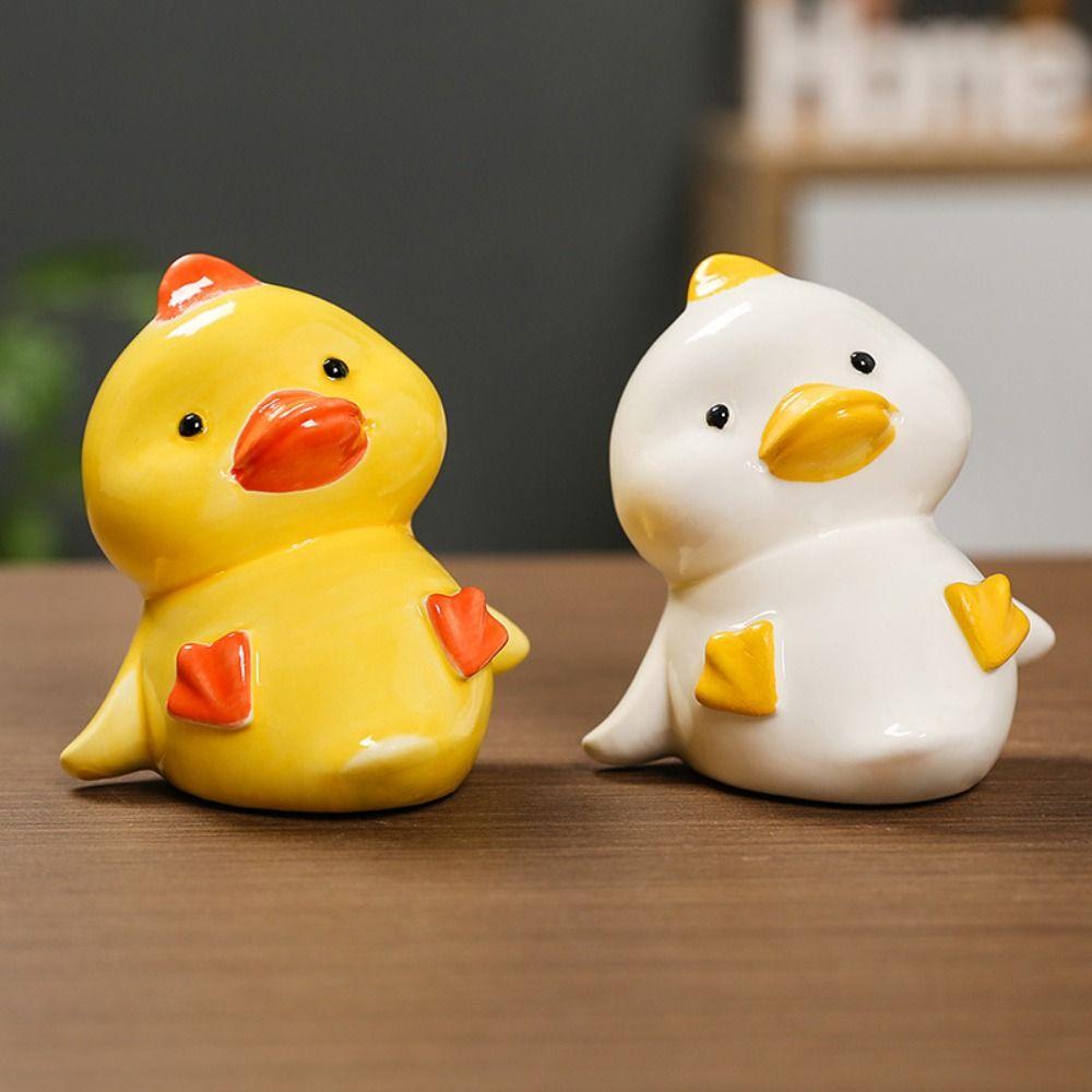 Handmad Duck Miniature Figurine Ceramic Pet Duck Landscape Decoration  Desktop Decorative