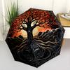 Tree Life Artwork Portable Automatic Umbrella with 8-Rib Compact Design All-Season Use Elegant Umbrella Perfect Gift for Women/Men