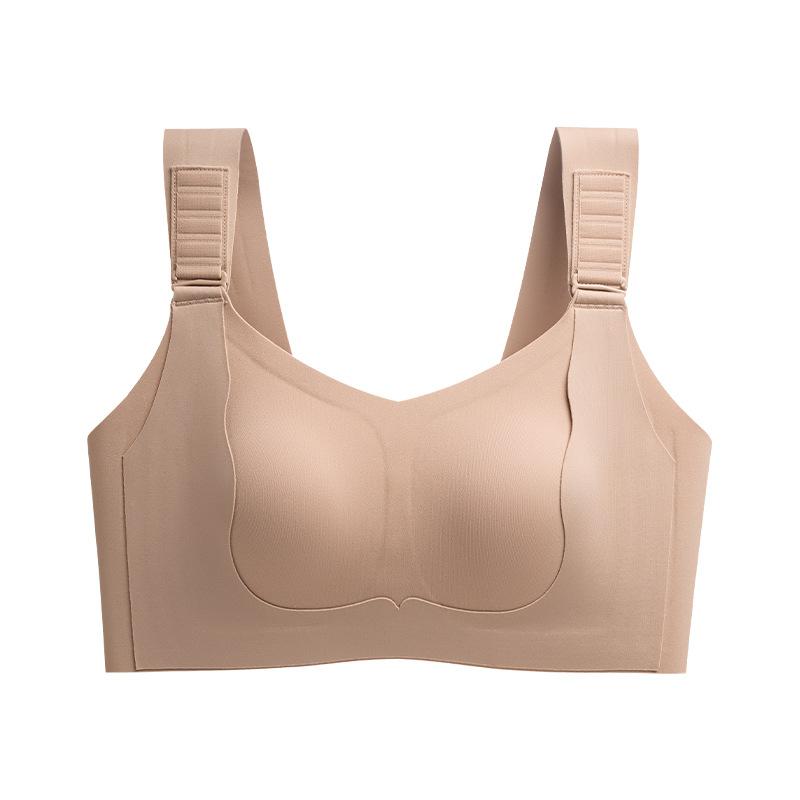 Pull-up stepped intelligent adjustment buckle rabbit ears without marks, close sub-breasts, big breasts, small beautiful back bra