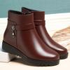 Mom Short Boots Autumn and Winter Shoes New Soft Leather Cotton Shoes Flat-soled Warm Boots Women's Velvet Leather Shoes    and Elderly Women's Shoes