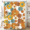 Colorful Floral Shower Curtain Bathroom Decor With Bright Flowers Pattern For Home Use
