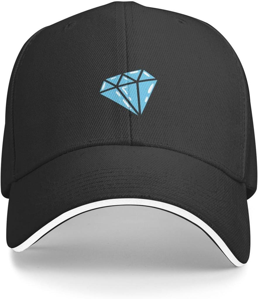 Diamond Print Baseball Cap Polyester Casual Adjustable Sandwich Brim Hat for Adult Unisex
