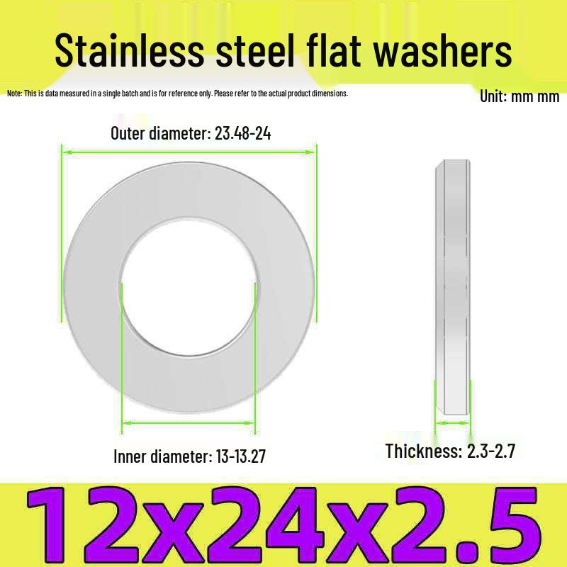 Stainless Steel Flat Washer Gasket, No Burrs, GB97 Standard (201/316/304)