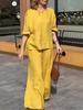 European & American 2026 Fall Women's Cotton Linen Solid Color Loose Casual Two-Piece Pant Suit